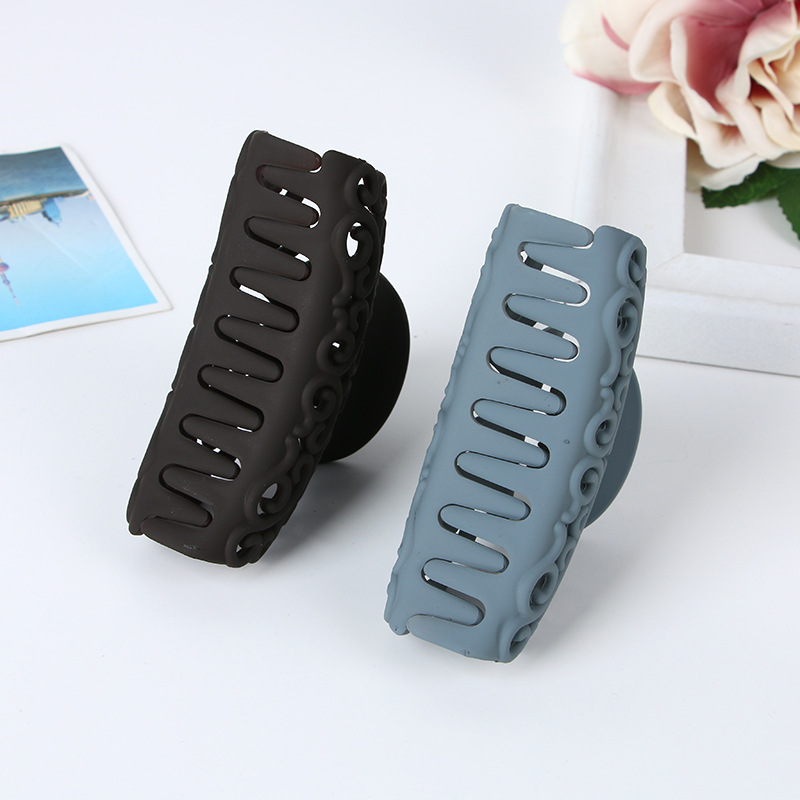 Manufacturer direct plain rubber plastic grab clip large ladies bath tray hair fashion wave grain hair clip hair accessories