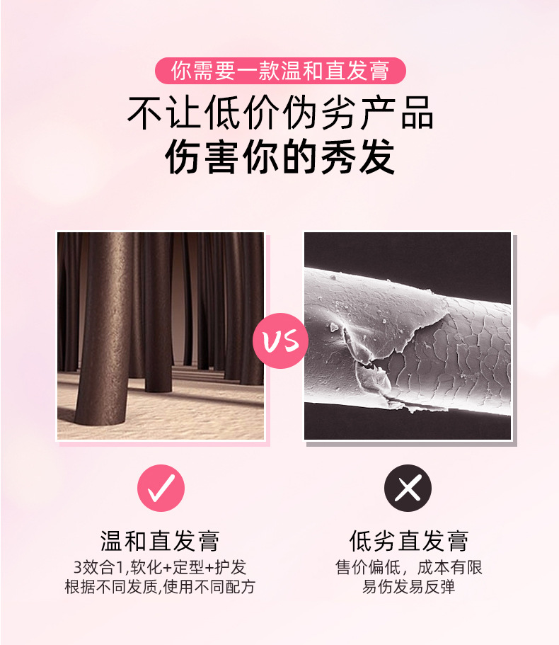 Red Beauty Essence TikTok Same Style Hair Relaxer Pull-Free Clip-Free Cold Wave Hair Straightener Household Smooth Straightening Agent Comb Straight