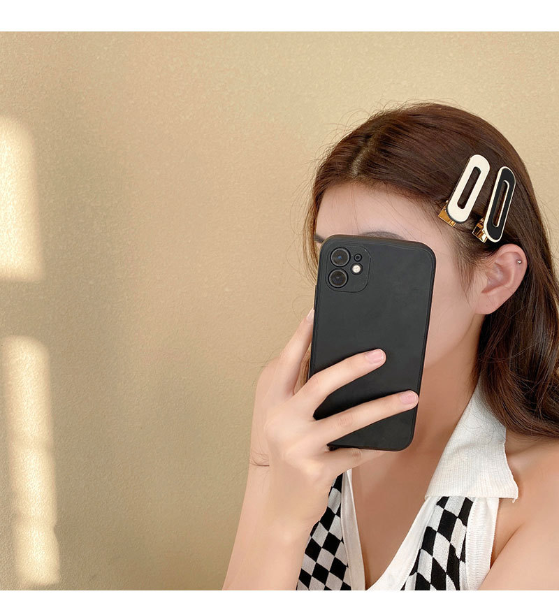 Ju Jingyi Same Wave Chessboard Plaid Barrettes Duckbill Bang Clip Black and White Plaid Side Clip Retro Bangs Hair Accessories