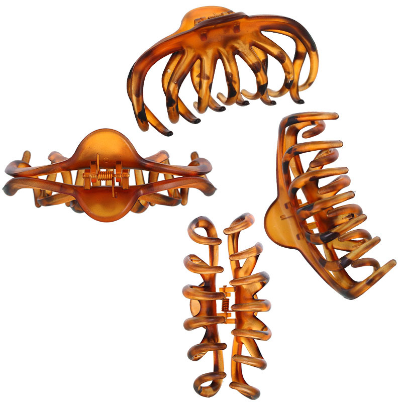 Amazon Hot Sale Big Wave Tooth Hair Clip Black Tortoise Shell 11cm Women&#039;s Big Hair Claws Hair Volume Big Claw