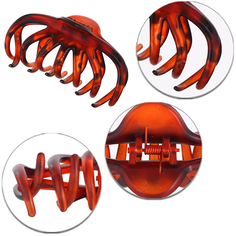 Amazon Hot Sale Big Wave Tooth Hair Clip Black Tortoise Shell 11cm Women&#039;s Big Hair Claws Hair Volume Big Claw