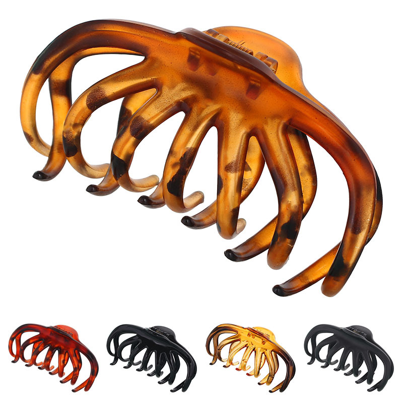 Amazon Hot Sale Big Wave Tooth Hair Clip Black Tortoise Shell 11cm Women&#039;s Big Hair Claws Hair Volume Big Claw
