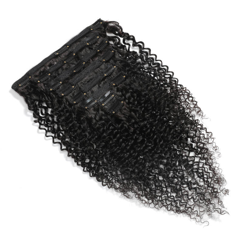 Human Hair Wig Hairpiece Clip 8-Piece Set 120G Kinky Curly Clip in Hairpiece Clip Hair Extension Human Hair Wig Hairpiece Clip 8-Piece Set 120G Kinky Curly Clip in Hairpiece Clip Hair Extension