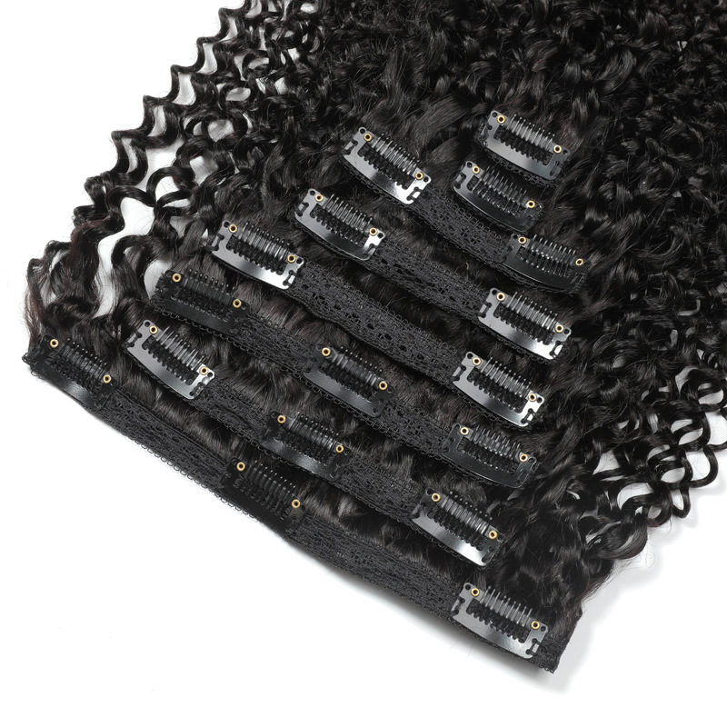 Human Hair Wig Hairpiece Clip 8-Piece Set 120G Kinky Curly Clip in Hairpiece Clip Hair Extension Human Hair Wig Hairpiece Clip 8-Piece Set 120G Kinky Curly Clip in Hairpiece Clip Hair Extension