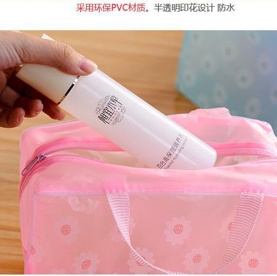 Floral transparent waterproof cosmetics bag wash gargle bag bath supplies storage bag