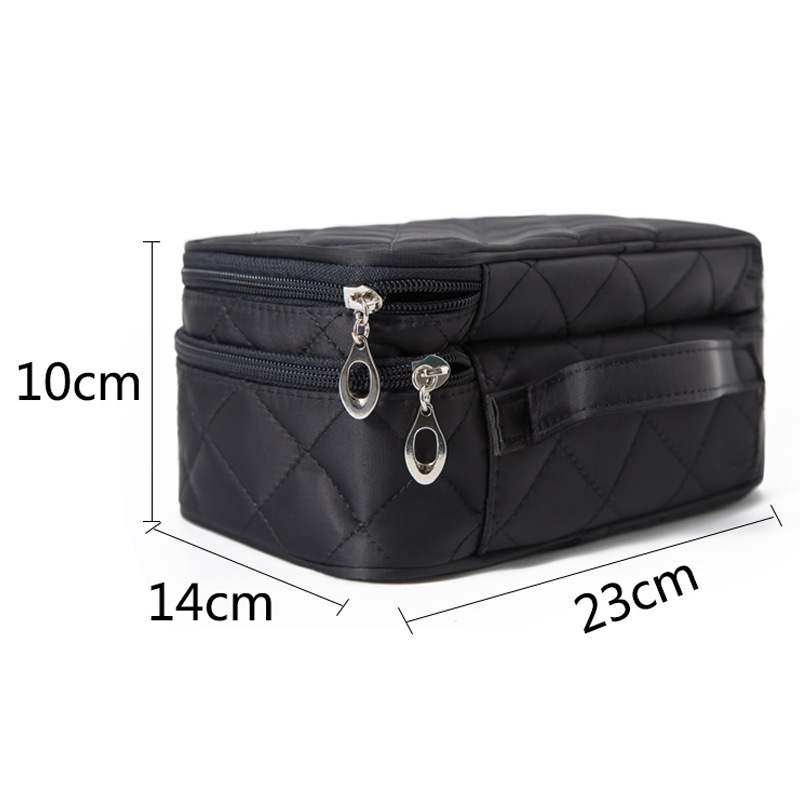 Large Cosmetic Bag Wash Bag Creative Rhombus Waterproof Cosmetic Case Nylon Black Mirror Storage Bag
