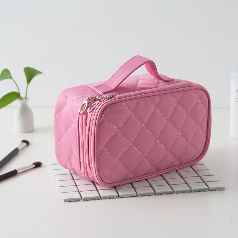 Large Cosmetic Bag Wash Bag Creative Rhombus Waterproof Cosmetic Case Nylon Black Mirror Storage Bag