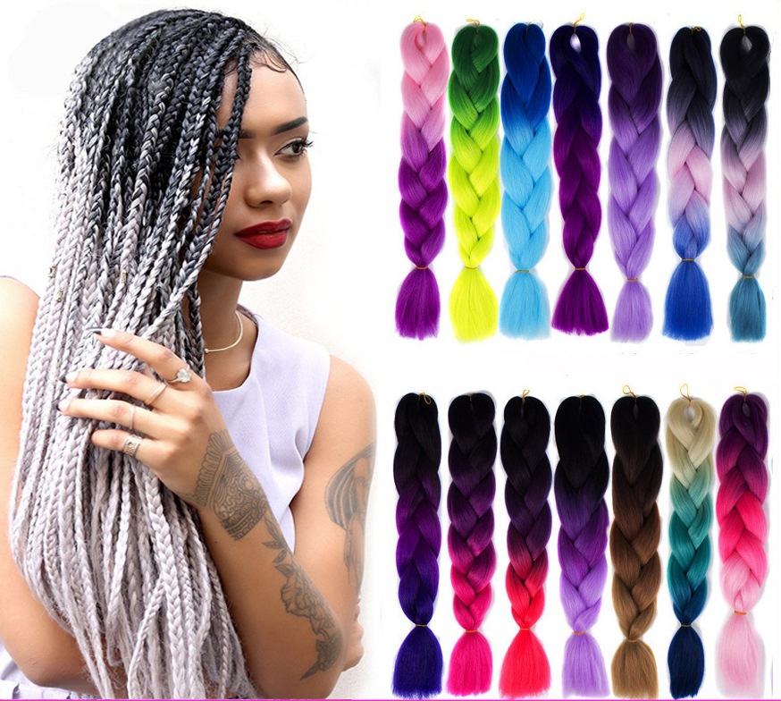 African Big Braid African Dreadlocks Color Gradient Chemical Fiber Big Braid Hair Extension Small Braid Hair Braid Wig