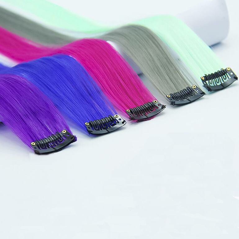 Straight Hair Piece Color Hair Extension Simulation Hair Extension HighTemperature Fiber Curly Hair Wigs Ladies Length