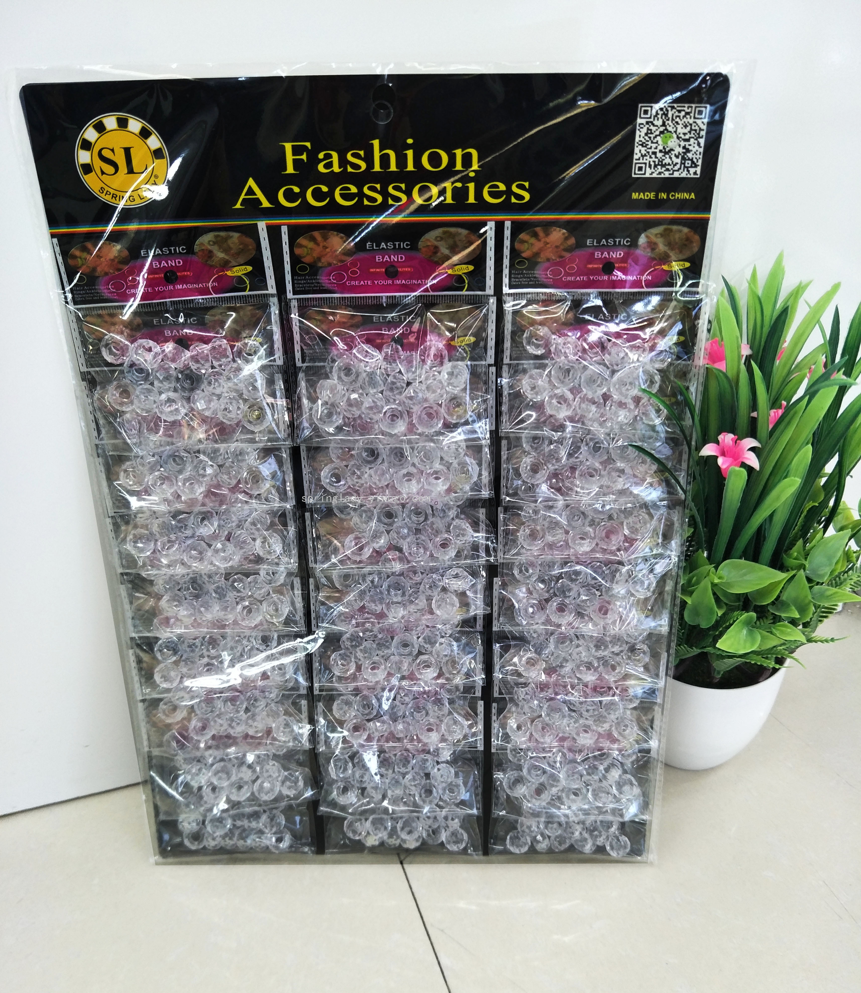 Transparent round Straight Hole Plastic Beads DIY Handmade Jewelry Accessories Loose Beads Hair Extension Beads Wig Part SPRING LADY