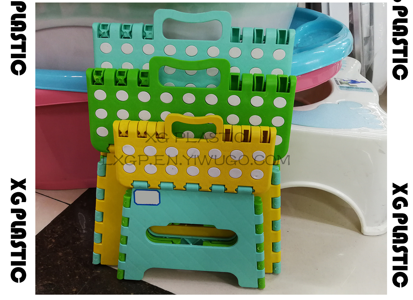 Plastic stools Folding Stool Chair Portable Home Furniture dot pattern Child Convenient Dinner Stools