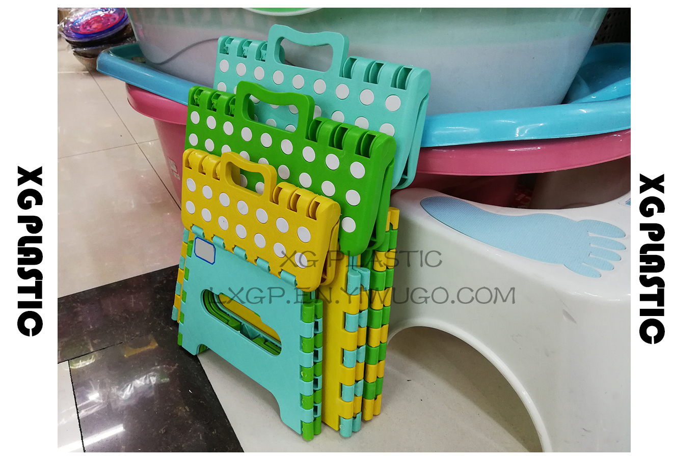 Plastic stools Folding Stool Chair Portable Home Furniture dot pattern Child Convenient Dinner Stools