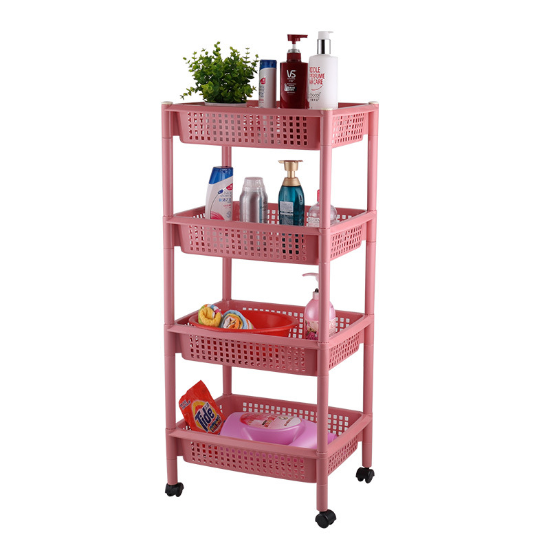 Factory Direct Sales Large Plastic Storage Rack Kitchen Bathroom Square Floor Vegetable and Fruit Storage Rack Square Wine Rack