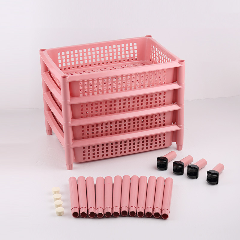Factory Direct Sales Large Plastic Storage Rack Kitchen Bathroom Square Floor Vegetable and Fruit Storage Rack Square Wine Rack