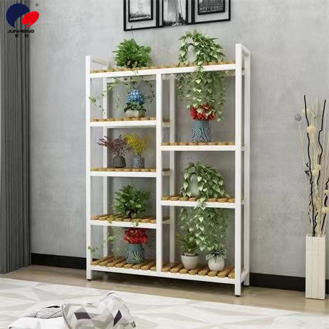 Flower Stand Solid Wood Iron Flower Shop Display Shelf Indoor Multi-Layer Storage Rack Succulent Plant Floor-Standing Balcony Flower Stand