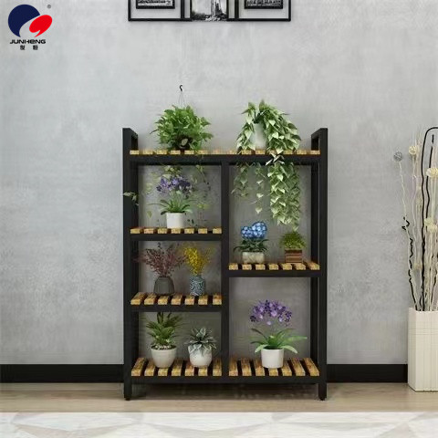 Flower Stand Solid Wood Iron Flower Shop Display Shelf Indoor Multi-Layer Storage Rack Succulent Plant Floor-Standing Balcony Flower Stand