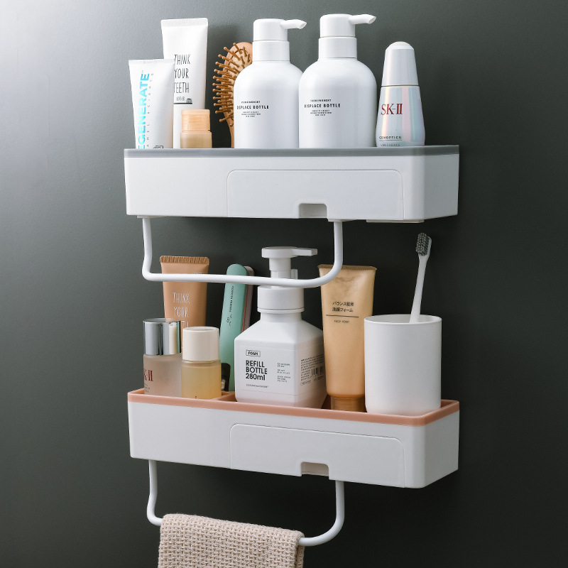 Bathroom Storage Rack Bathroom Toilet Punch-Free Shower Bathroom Washstand Wall-Mounted Towel Storage