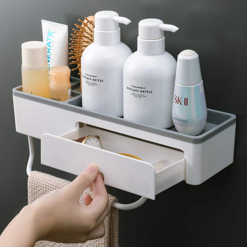 Bathroom Storage Rack Bathroom Toilet Punch-Free Shower Bathroom Washstand Wall-Mounted Towel Storage