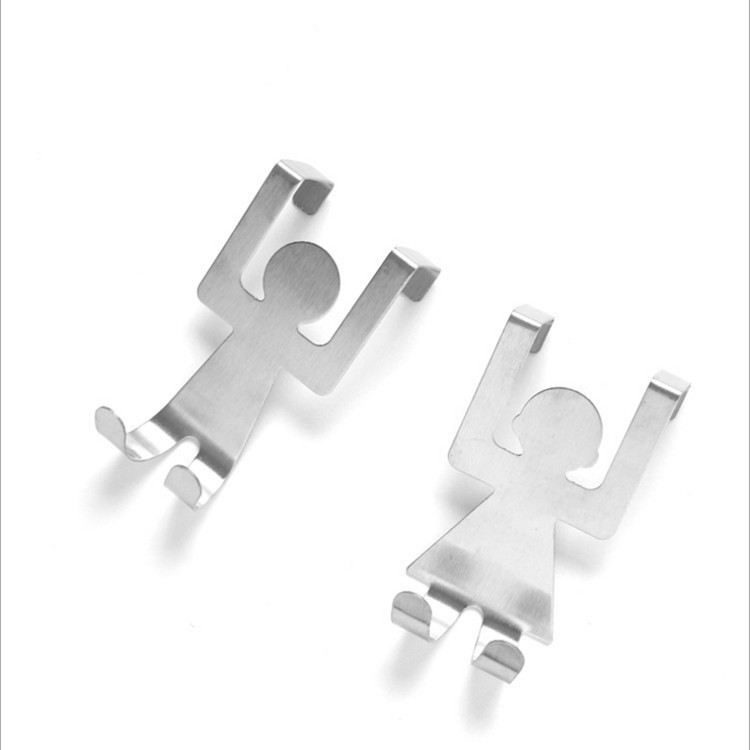 Cartoon Human-Shaped Door Rear Hook Cabinet Door Rag Storage Rack No Trace of Creativity Nail-Free Bag Coat and Cap Iron Hook