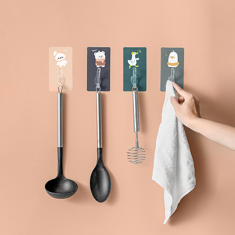 Creative Cartoon Hook Viscose No Punching behind the Door Strong Seamless Bedroom Coat and Hat Viscose Kitchen Iron hook