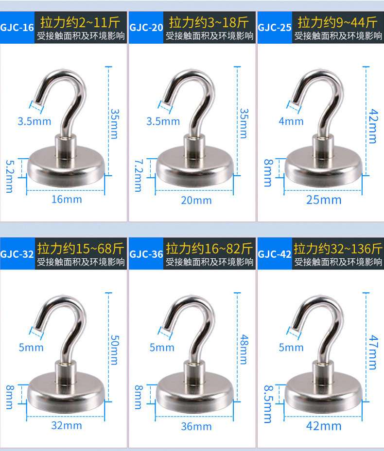 Large Fishing Magnet NdFeB Strong Magnetic Hook Metal Strong Rare Earth Permanent Iron hook Large Fishing Magnet NdFeB Strong Magnetic Hook Metal Strong Rare Earth Permanent Iron hook