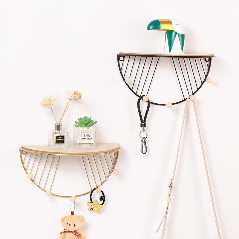 Modern Simple Iron Hook Wall Shelf Home Living Room Wall Decoration Multi-Function Key Hook