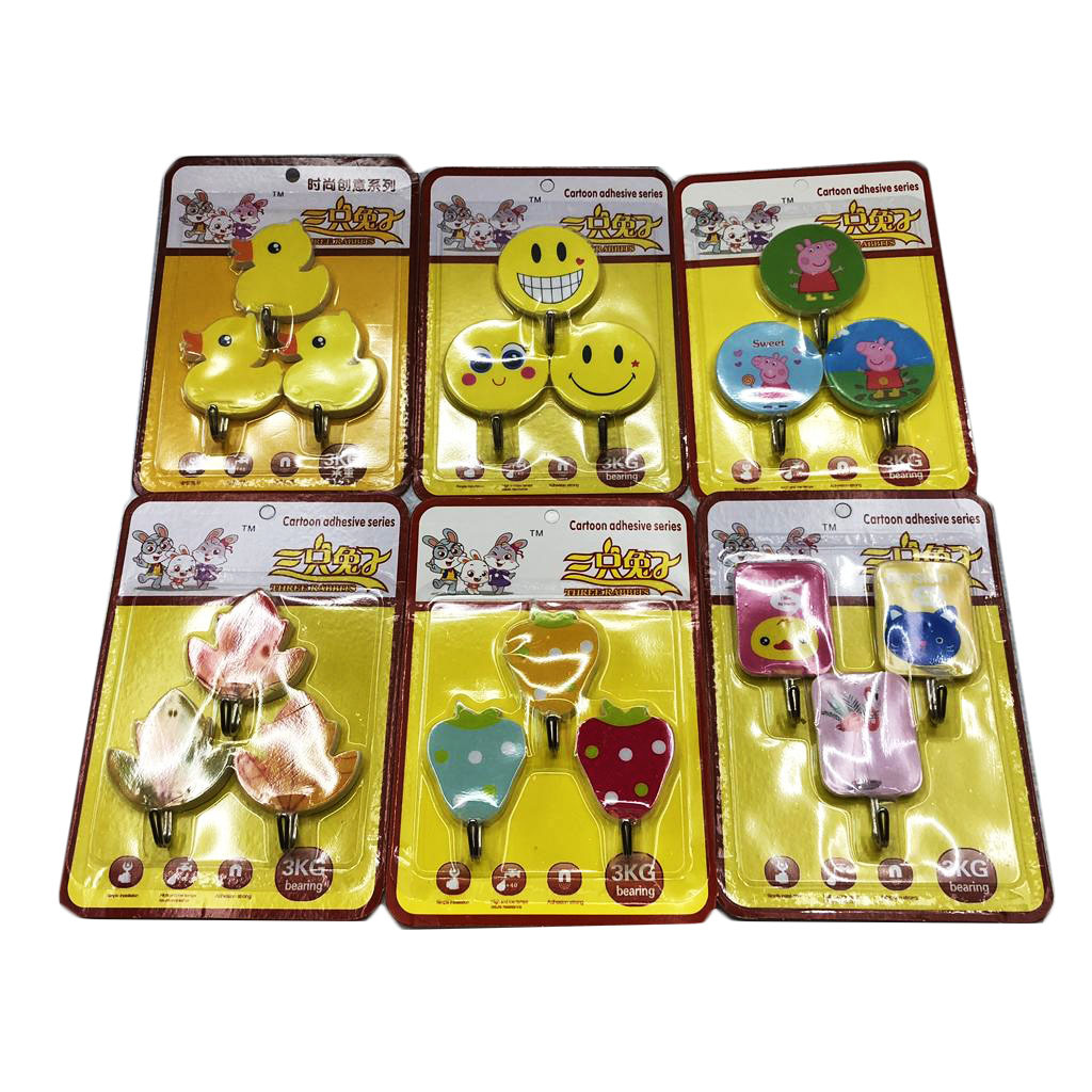 5. English paper card foreign trade cartoon printing hook 3 installed cartoon iron hook strong hook wholesale rs-500169