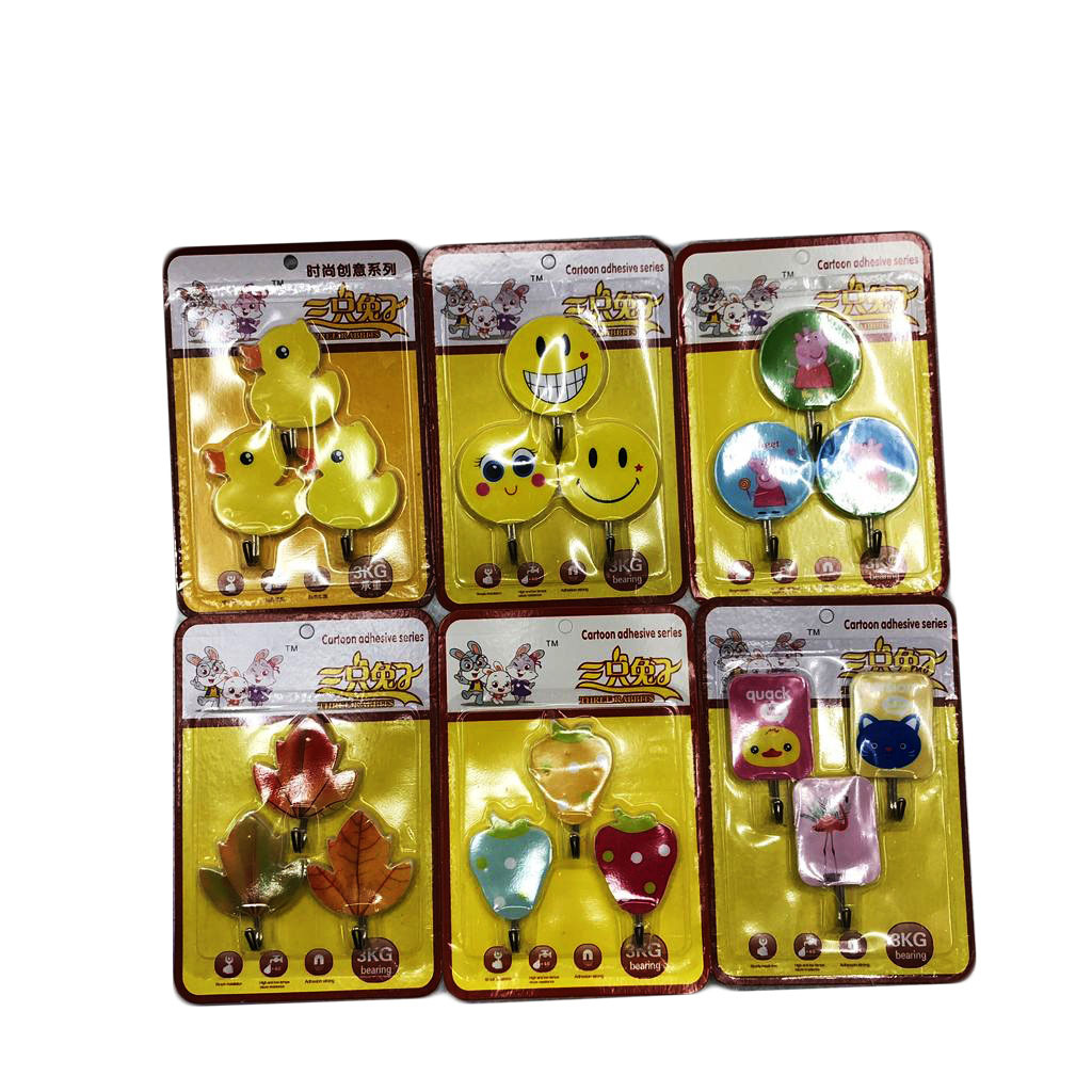5. English paper card foreign trade cartoon printing hook 3 installed cartoon iron hook strong hook wholesale rs-500169