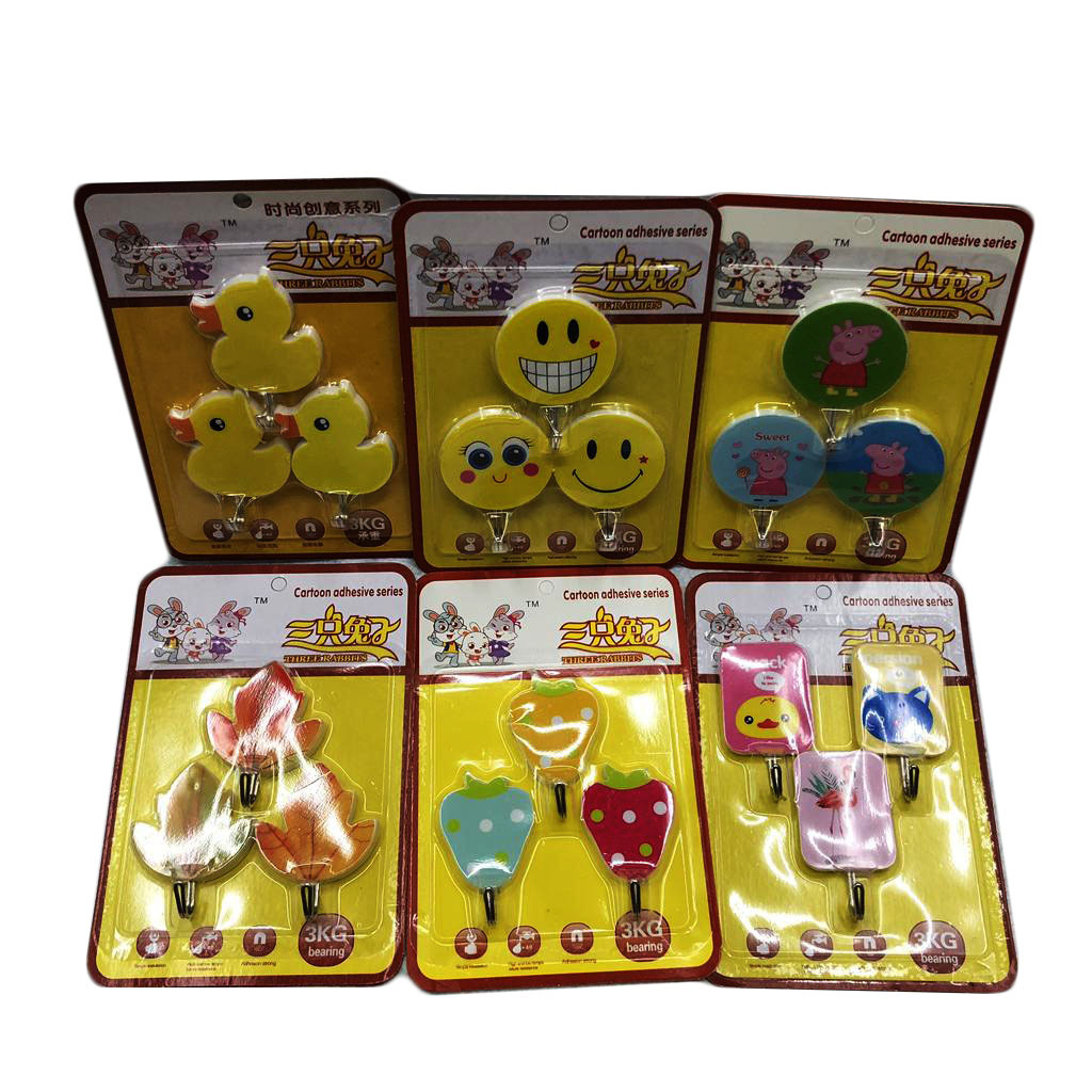 5. English paper card foreign trade cartoon printing hook 3 installed cartoon iron hook strong hook wholesale rs-500169