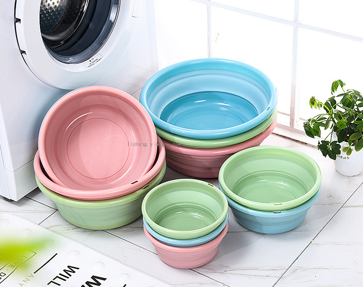Folding Basin Portable Travel Silicone Plastic Basin Household Basin Outdoor Student Dormitory Laundry Basin