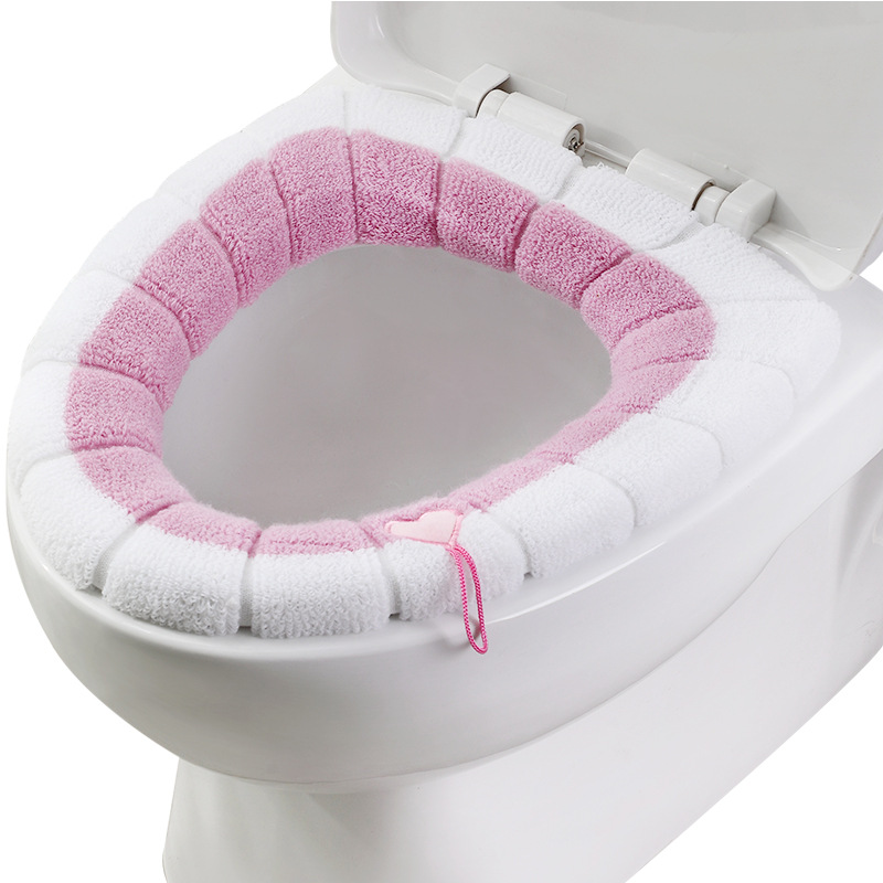 Seat Cushion Universal Plush Toilet Seat Cover Autumn and Winter Warm Toilet Seat Cover Cute Knitting Handle Toilet Mat