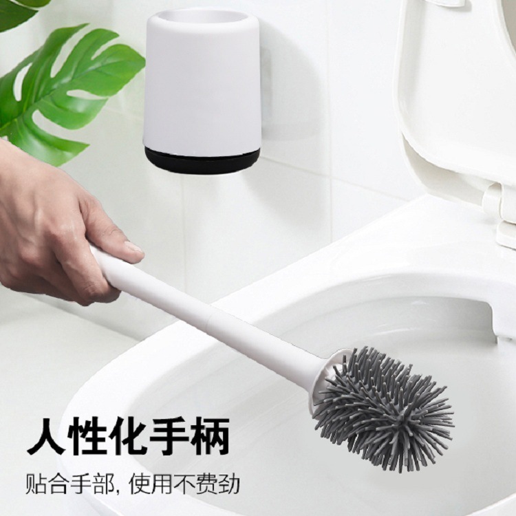 Long handle clean Toilet Brush Full Angle stain Remover Wall Hanging Soft Bristle Brush Household no-punch Set Clean Toilet Brush
