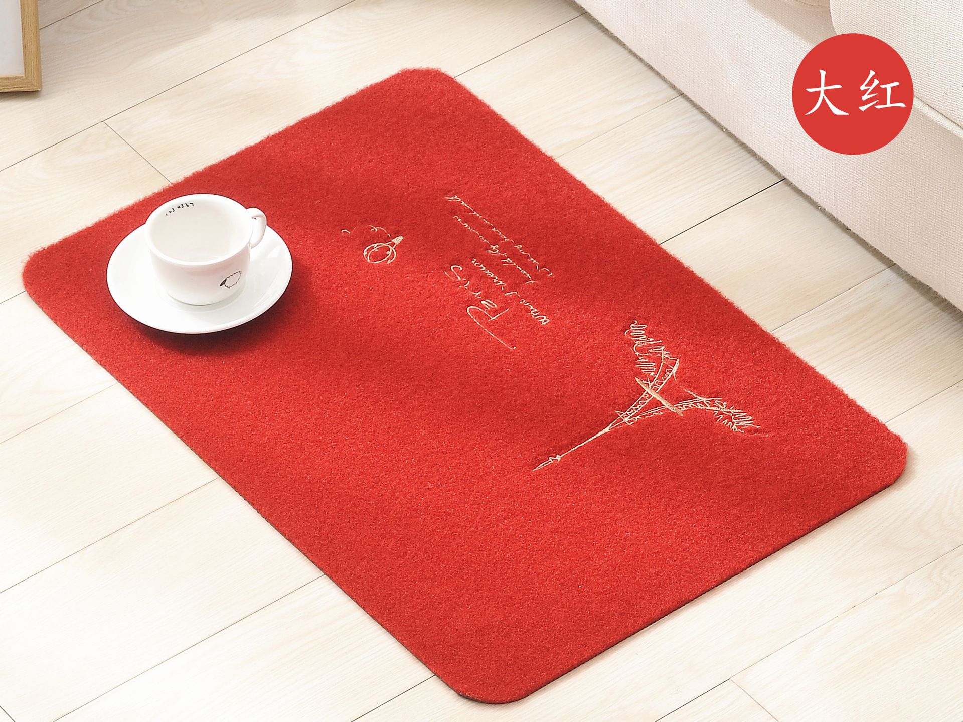 Cross-border Paris tower entry door kitchen floor mat non-slip mat bedroom bed front flannelette LOGO mat
