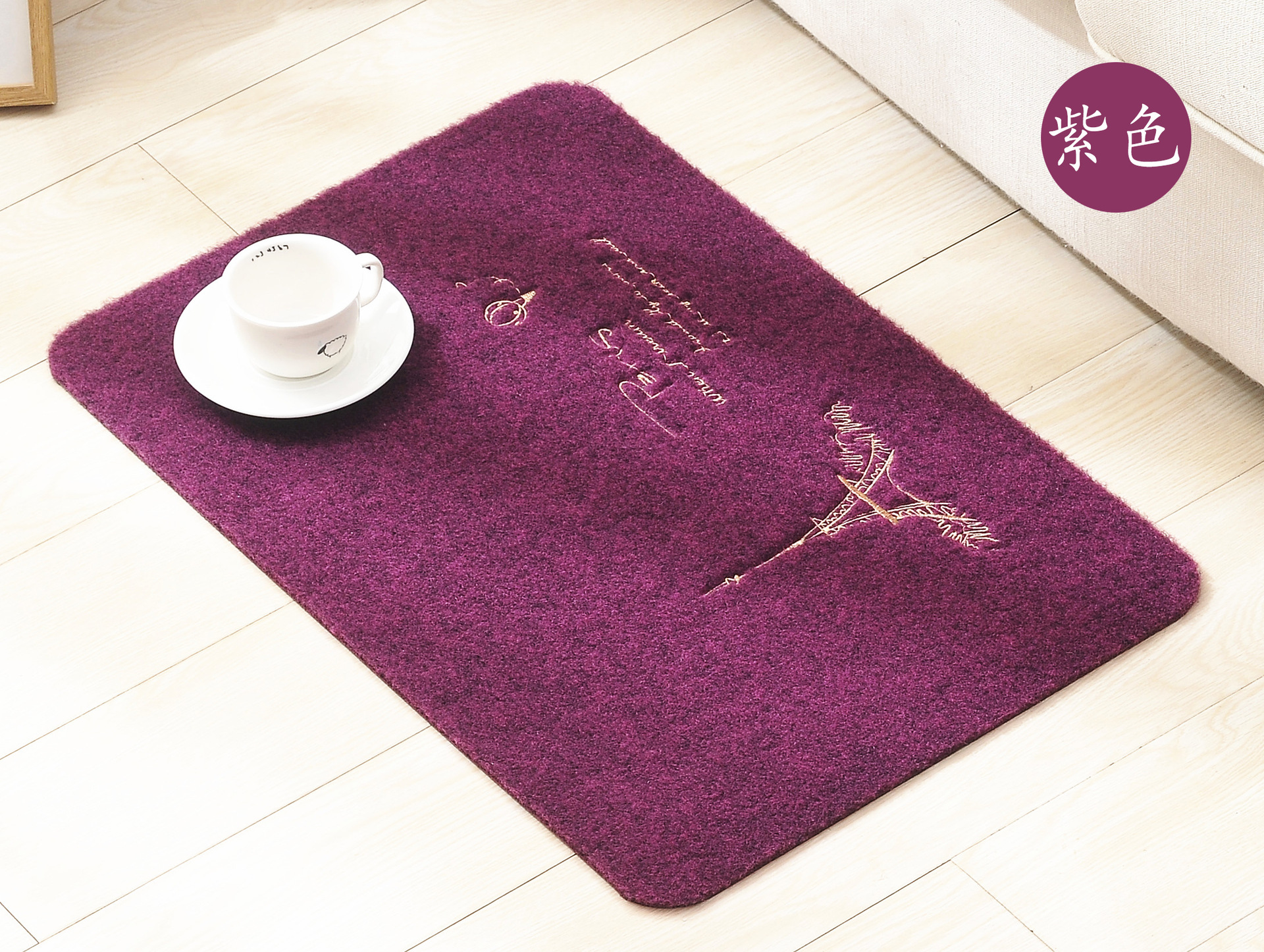 Cross-border Paris tower entry door kitchen floor mat non-slip mat bedroom bed front flannelette LOGO mat