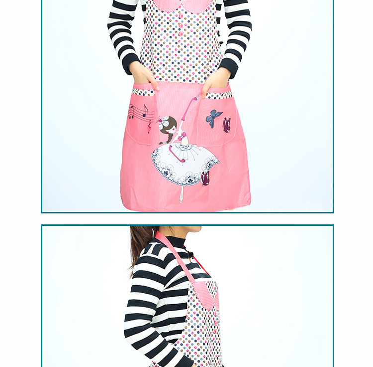 Korean version of polyester printed apron pocket lady polyester cloth household apron customized logowholesale.