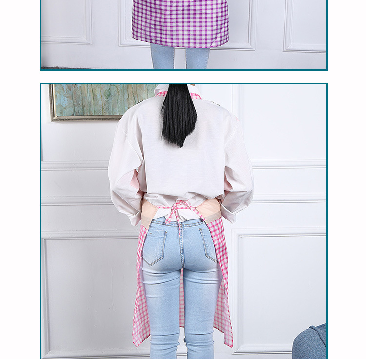 Korean version of polyester printed apron pocket lady polyester cloth household apron customized logowholesale.