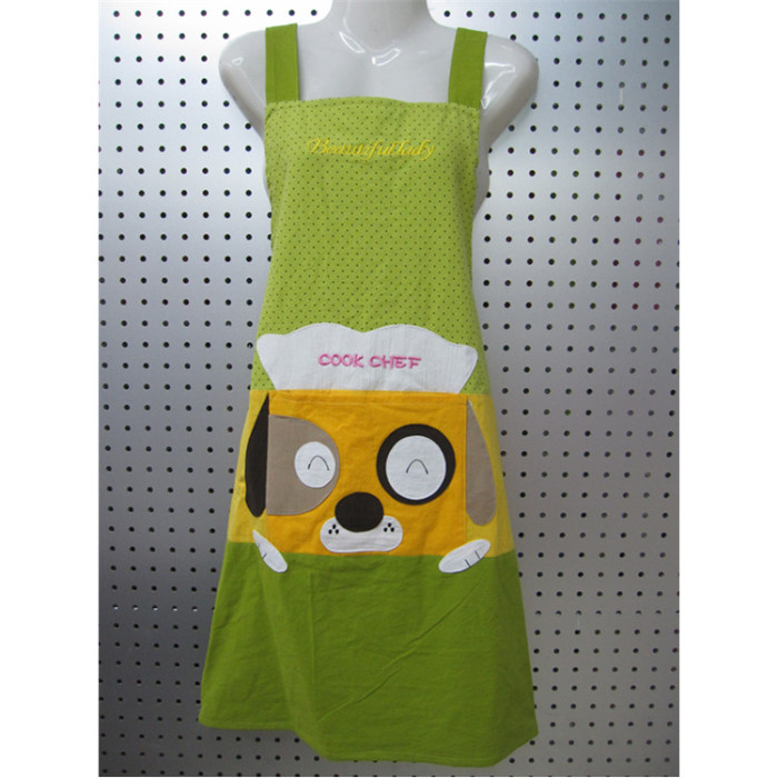 Korean version of yeast washed cotton square dog cartoon three-dimensional embroidery apron antifouling with home apron