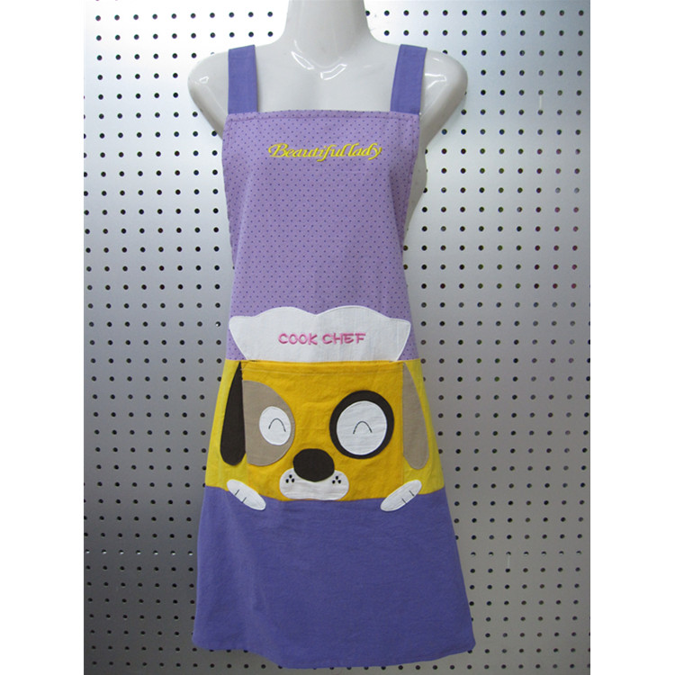 Korean version of yeast washed cotton square dog cartoon three-dimensional embroidery apron antifouling with home apron