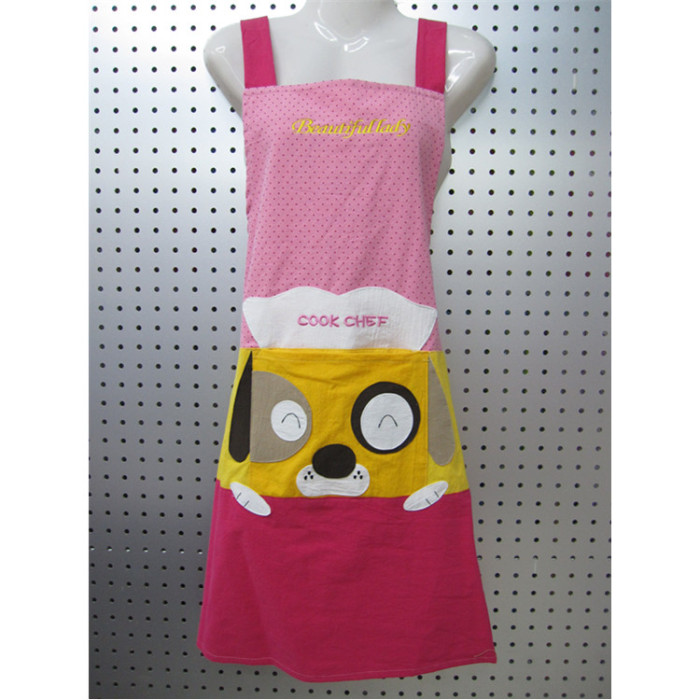 Korean version of yeast washed cotton square dog cartoon three-dimensional embroidery apron antifouling with home apron