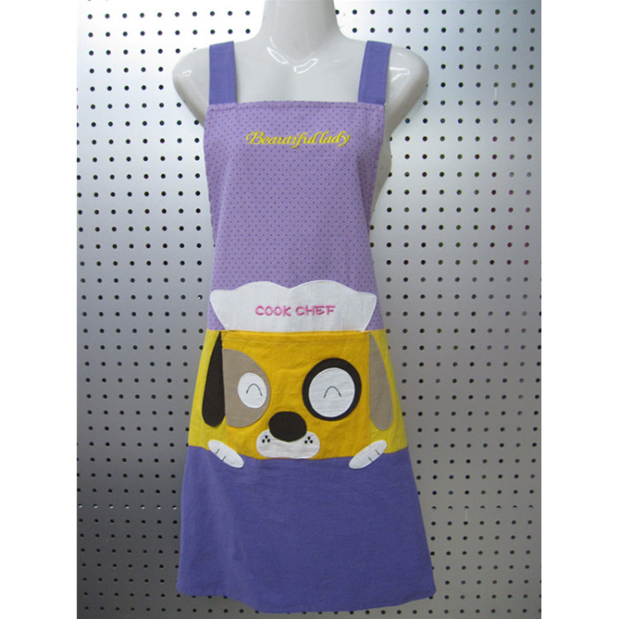 Korean version of yeast washed cotton square dog cartoon three-dimensional embroidery apron antifouling with home apron