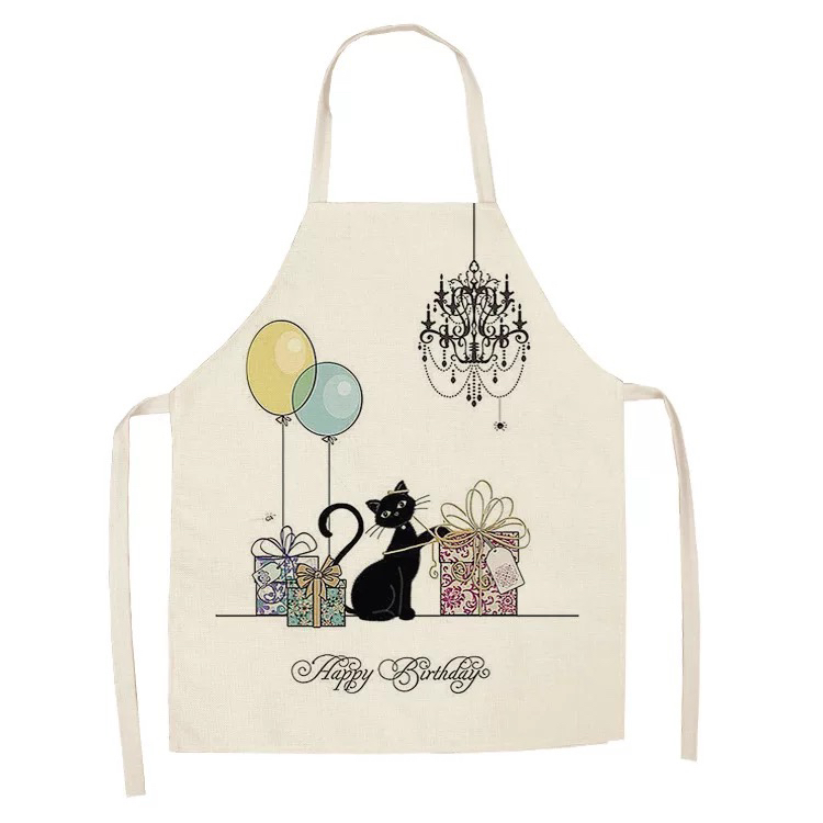 Popular Linen Creative European and American Cute Cartoon Cat Apron Support Graphic Customization