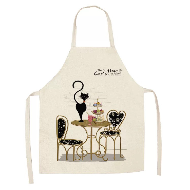 Popular Linen Creative European and American Cute Cartoon Cat Apron Support Graphic Customization