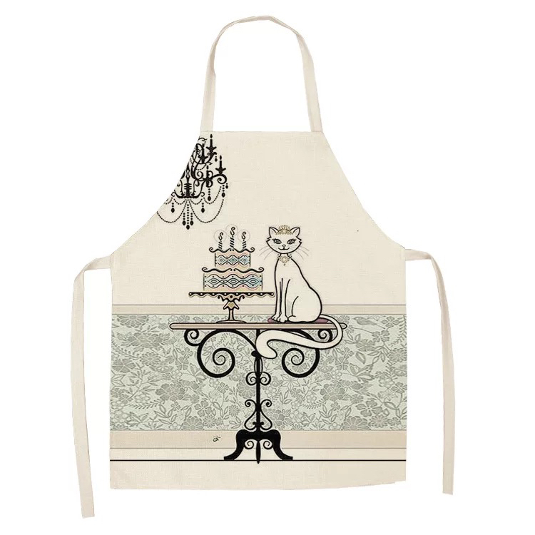 Popular Linen Creative European and American Cute Cartoon Cat Apron Support Graphic Customization
