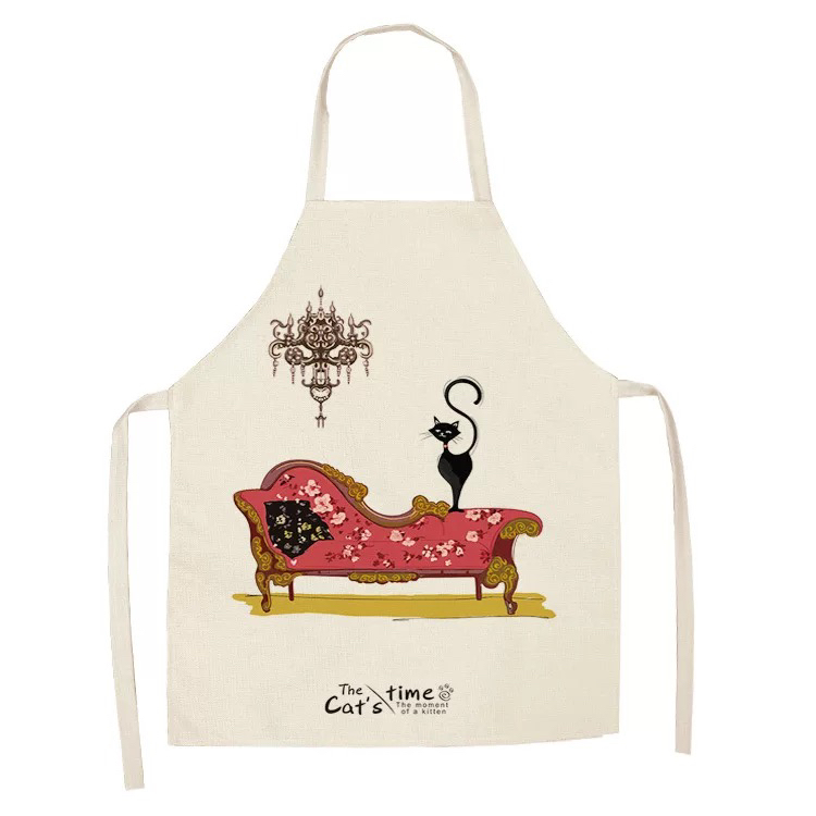 Popular Linen Creative European and American Cute Cartoon Cat Apron Support Graphic Customization