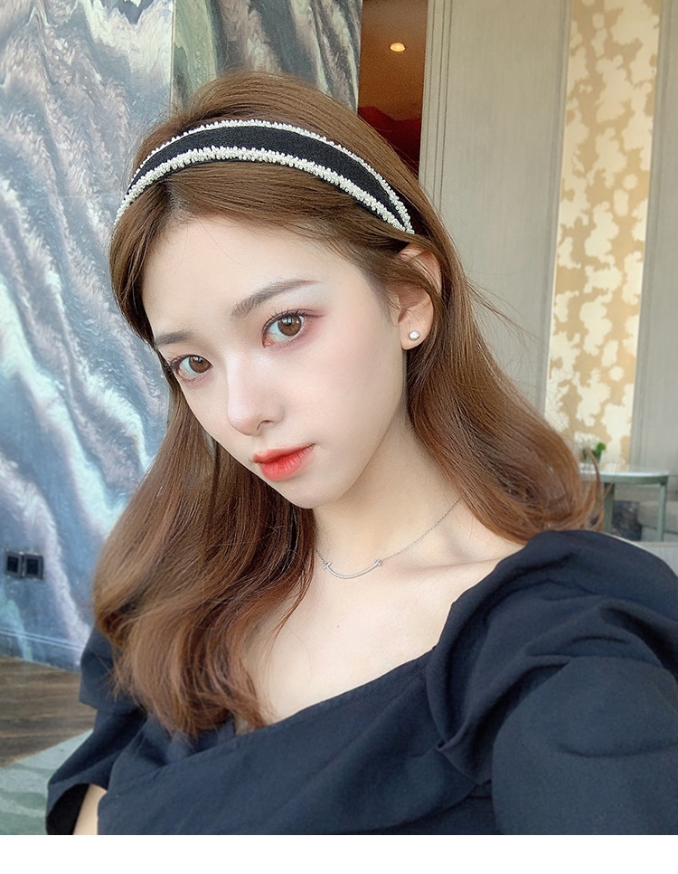 Korean-Style Handmade Bead Twisted Edge Coarse Cloth Headband Women&#039;s All-Match Internet Celebrity Ins Headdress Simple Mori Style Hairpin for Hair Washing