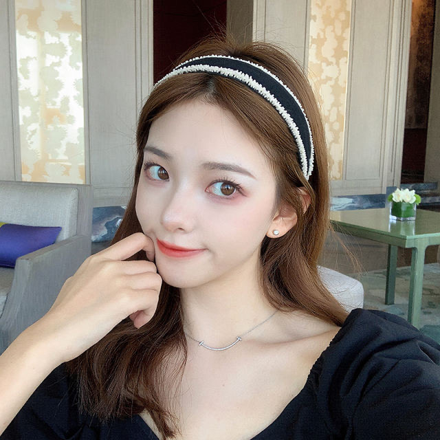 Korean-Style Handmade Bead Twisted Edge Coarse Cloth Headband Women's All-Match Internet Celebrity Ins Headdress Simple Mori Style Hairpin for Hair Washing Korean-Style Handmade Bead Twisted Edge Coarse Cloth Headband Women's All-Match Internet Celebrity Ins Headdress Simple Mori Style Hairpin for Hair Washing