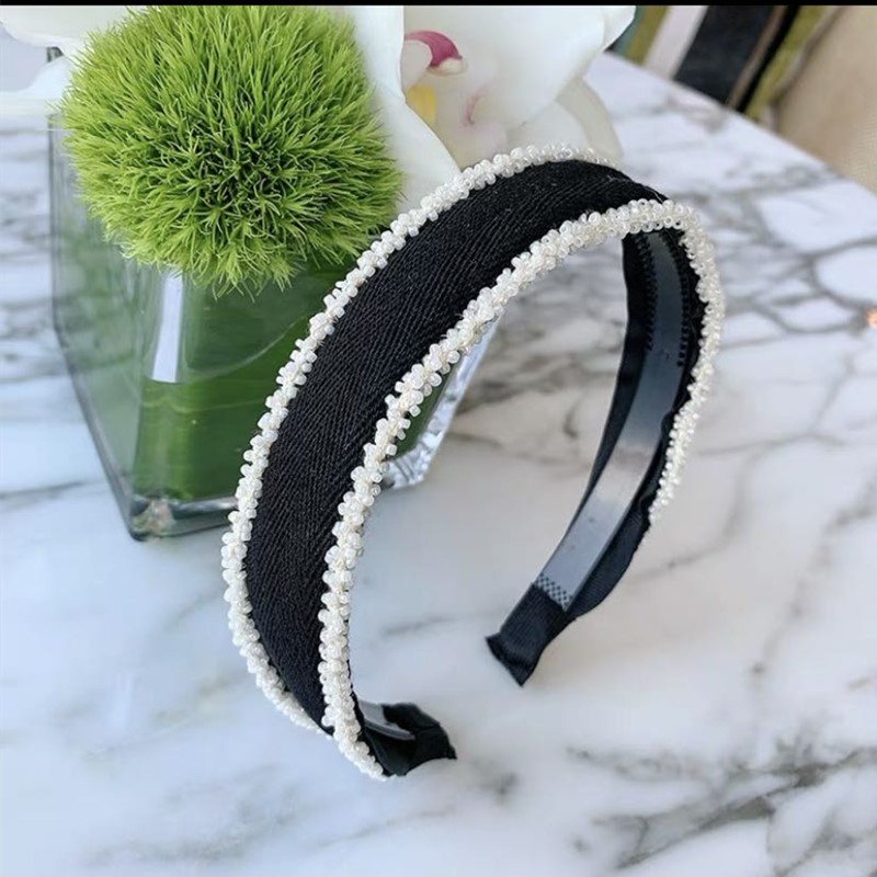 Korean-Style Handmade Bead Twisted Edge Coarse Cloth Headband Women's All-Match Internet Celebrity Ins Headdress Simple Mori Style Hairpin for Hair Washing Korean-Style Handmade Bead Twisted Edge Coarse Cloth Headband Women's All-Match Internet Celebrity Ins Headdress Simple Mori Style Hairpin for Hair Washing