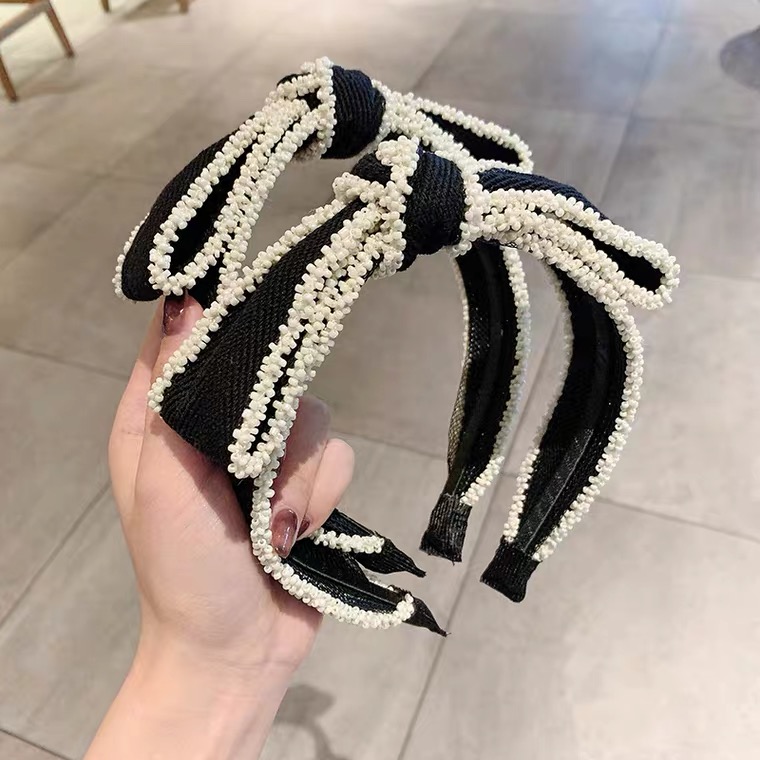 Korean-Style Handmade Bead Twisted Edge Coarse Cloth Headband Women's All-Match Internet Celebrity Ins Headdress Simple Mori Style Hairpin for Hair Washing Korean-Style Handmade Bead Twisted Edge Coarse Cloth Headband Women's All-Match Internet Celebrity Ins Headdress Simple Mori Style Hairpin for Hair Washing