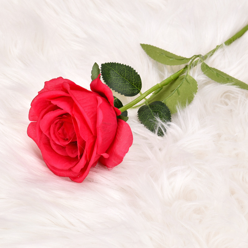 Simulation Single Rose Raw Silk Flower Wedding Decoration Home Decor Floriculture Decoration Artificial Flowers Fake Flower and Plastic Flower