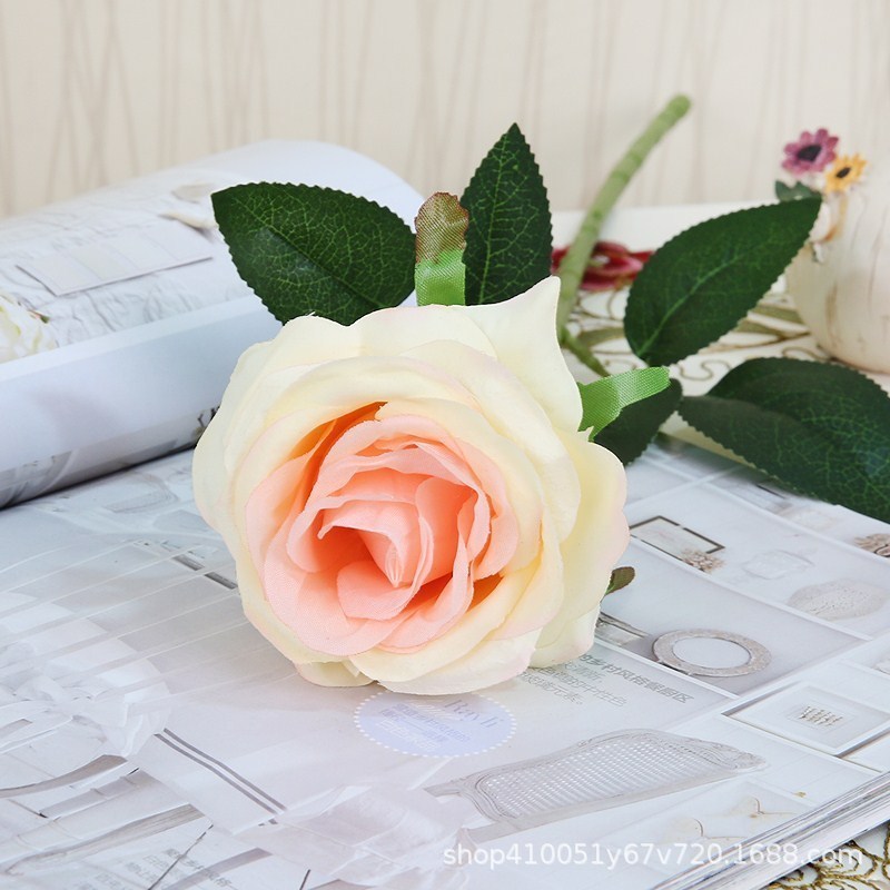 Simulation Single Rose Raw Silk Flower Wedding Decoration Home Decor Floriculture Decoration Artificial Flowers Fake Flower and Plastic Flower